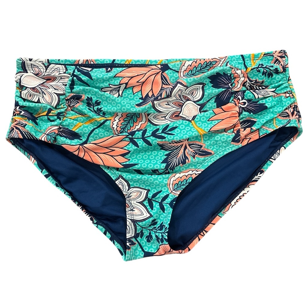 Caribbean Joe Teal and Navy Floral Tankini Bikini Bottom